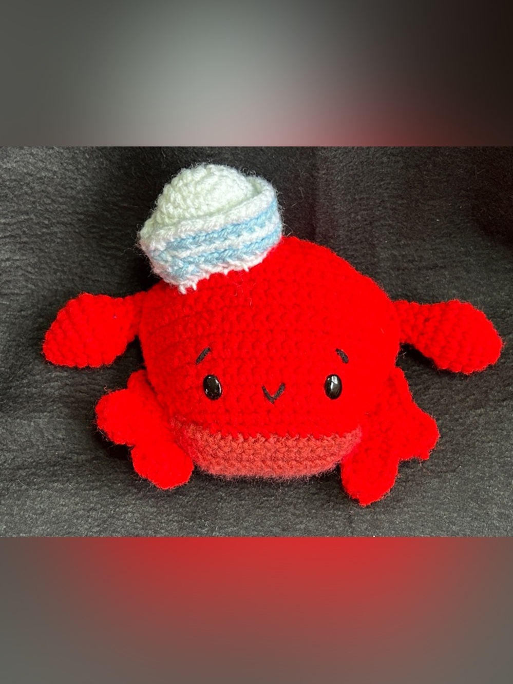 Handmade Crochet Crab Plush with Sailor Hat 🦀